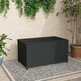 Outdoor PE Wicker Storage Box Garden 320L-Black - Side View