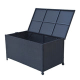 Outdoor PE Wicker Storage Box Garden 320L-Black - 45-Degree Angle