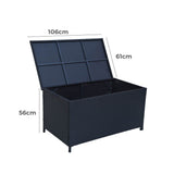 Outdoor PE Wicker Storage Box Garden 320L-Black - Close-Up Angle