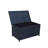 Outdoor PE Wicker Storage Box Garden 320L-Black - Rear View