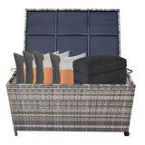Outdoor PE Wicker Storage Box Garden 320L-Grey - Top-Down View