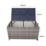Outdoor PE Wicker Storage Box Garden 320L-Grey - Rear View