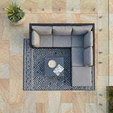 Ottoman-Style Outdoor Lounge Set in Black - Front View