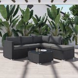 Ottoman-Style Outdoor Lounge Set in Black - Side View