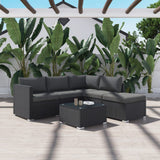 Ottoman-Style Outdoor Lounge Set in Black - Rear View