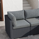 Ottoman-Style Outdoor Lounge Set in Black - Rear View
