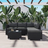 Ottoman-Style Outdoor Lounge Set in Black - Front View