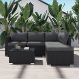 Ottoman-Style Outdoor Lounge Set in Black - Side View