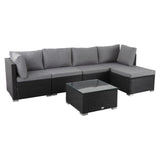 Ottoman-Style Outdoor Lounge Set in Black - Low Angle