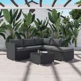 Ottoman-Style Outdoor Lounge Set in Black - Top-Down View