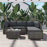 Ottoman-Style Outdoor Lounge Set in Grey - Side View