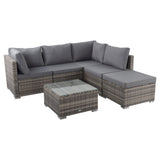 Ottoman-Style Outdoor Lounge Set in Grey - Close-Up Angle