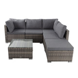 Ottoman-Style Outdoor Lounge Set in Grey - Low Angle
