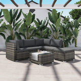 Ottoman-Style Outdoor Lounge Set in Grey - Top-Down View