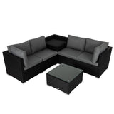 6PCS Outdoor Modular Lounge Sofa Coogee-Black - Rear View