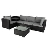6PCS Outdoor Modular Lounge Sofa Coogee-Black - Close-Up Angle