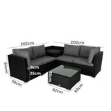 6PCS Outdoor Modular Lounge Sofa Coogee-Black - Extra Image