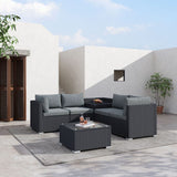 6PCS Outdoor Modular Lounge Sofa Coogee-Black - Front View