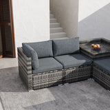 6PCS Outdoor Modular Lounge Sofa Coogee-Grey - Top-Down View