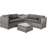 6PCS Outdoor Modular Lounge Sofa Coogee-Grey - Rear View