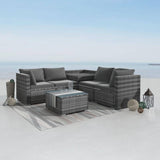 6PCS Outdoor Modular Lounge Sofa Coogee-Grey - 45-Degree Angle