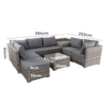 Large Modular Outdoor Ottoman Lounge Set in Grey - Extra Image