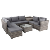 Large Modular Outdoor Ottoman Lounge Set in Grey - 45-Degree Angle