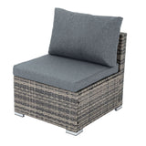 Large Modular Outdoor Ottoman Lounge Set in Grey - Close-Up Angle