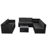 8PCS Outdoor Furniture Modular Lounge Sofa Lizard-Black - 45-Degree Angle