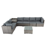 8PCS Outdoor Furniture Modular Lounge Sofa Lizard-Grey - Close-Up Angle