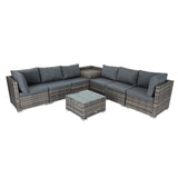 8PCS Outdoor Furniture Modular Lounge Sofa Lizard-Grey - Low Angle