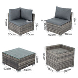 8PCS Outdoor Furniture Modular Lounge Sofa Lizard-Grey - Extra Image