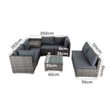 8PCS Outdoor Furniture Modular Lounge Sofa Lizard-Grey