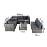 8PCS Outdoor Furniture Modular Lounge Sofa Lizard-Grey - Extra Image