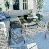 8PC Outdoor Dining Set Wicker Table & Chairs-Grey - Front View