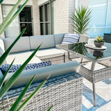 8PC Outdoor Dining Set Wicker Table & Chairs-Grey - Side View