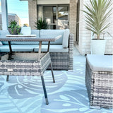 8PC Outdoor Dining Set Wicker Table & Chairs-Grey - Top-Down View