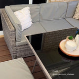 8PC Outdoor Dining Set Wicker Table & Chairs-Grey - 45-Degree Angle