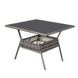8PC Outdoor Dining Set Wicker Table & Chairs-Grey - Top-Down View