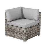 8PC Outdoor Dining Set Wicker Table & Chairs-Grey - 45-Degree Angle