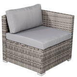 8PC Outdoor Dining Set Wicker Table & Chairs-Grey - Rear View