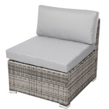 8PC Outdoor Dining Set Wicker Table & Chairs-Grey - Close-Up Angle