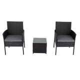 3PC Outdoor Table and Chairs Set-Black - Side View