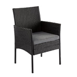 3PC Outdoor Table and Chairs Set-Black - Top-Down View