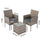 2 Seater PE Rattan Outdoor Furniture Chat Set- Mixed Grey - 45-Degree Angle