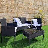 Ville 4-Seater PE Wicker Outdoor Lounge Sofa Set - Top-Down View