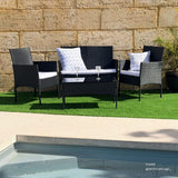Ville 4-Seater PE Wicker Outdoor Lounge Sofa Set - 45-Degree Angle