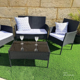 Ville 4-Seater PE Wicker Outdoor Lounge Sofa Set - Close-Up Angle