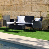 Ville 4-Seater PE Wicker Outdoor Lounge Sofa Set - Low Angle