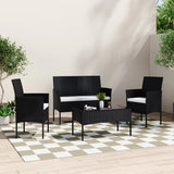 Ville 4-Seater PE Wicker Outdoor Lounge Sofa Set - Front View